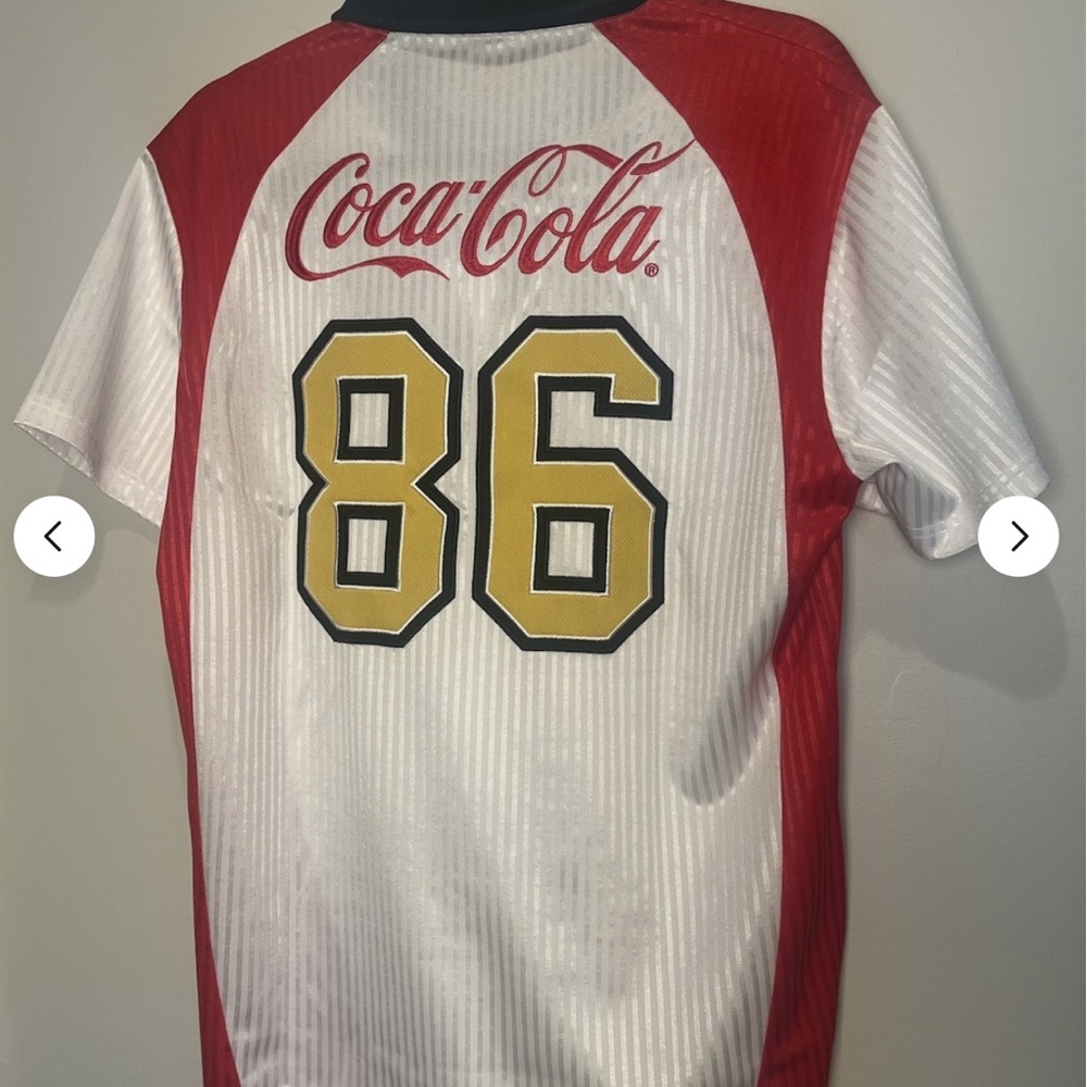 Retro Coca Cola x Forever 21 Soccer Jersey Athletic White Short Sleeve Men’s - Picture 3 of 3
